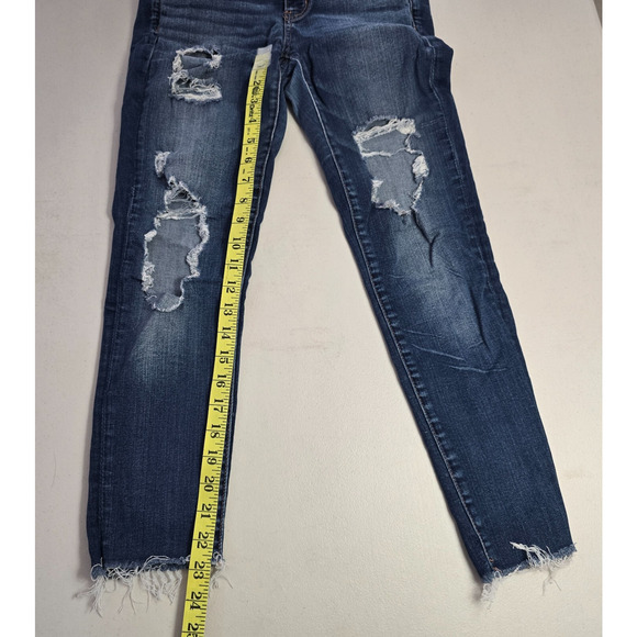 American Eagle Jegging Women's 4 Regular Blue Dark Wash Super Stretch X Distress - Picture 12 of 16